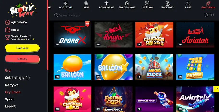SlottyWay Casino – lobby gier crash