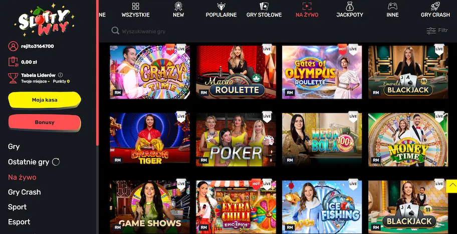 SlottyWay Casino – lobby kasyna na żywo