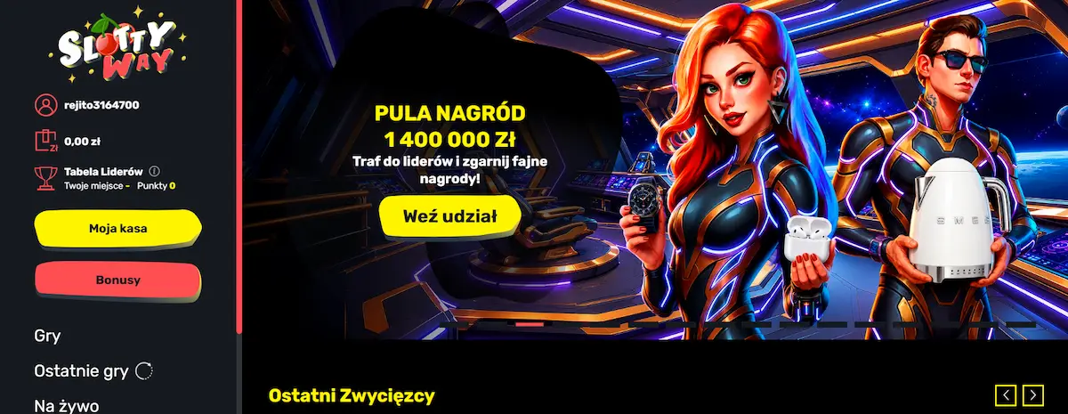 SlottyWay Casino – widok strony głównej
